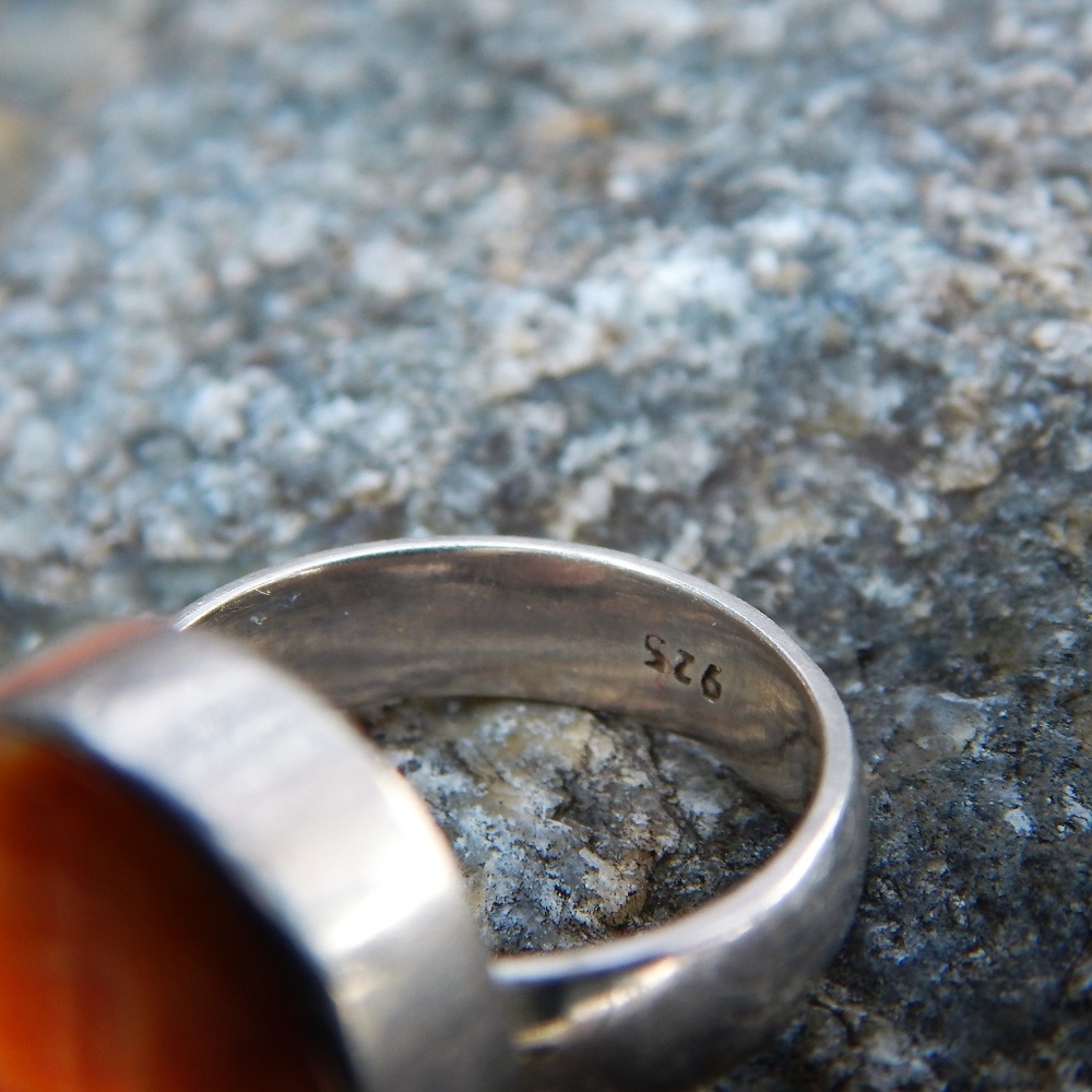 Coral Orange Sterling Silver Ring 6.5 - Picture 3 of 7